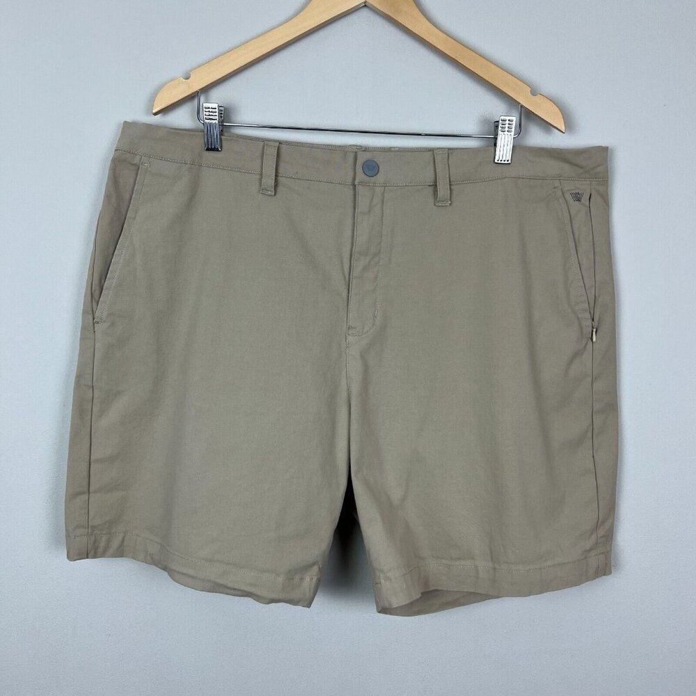 Mack Weldon Shorts Mens 40‎ Beige Khaki Chino Casual Cotton Lyocell Stretch 7"